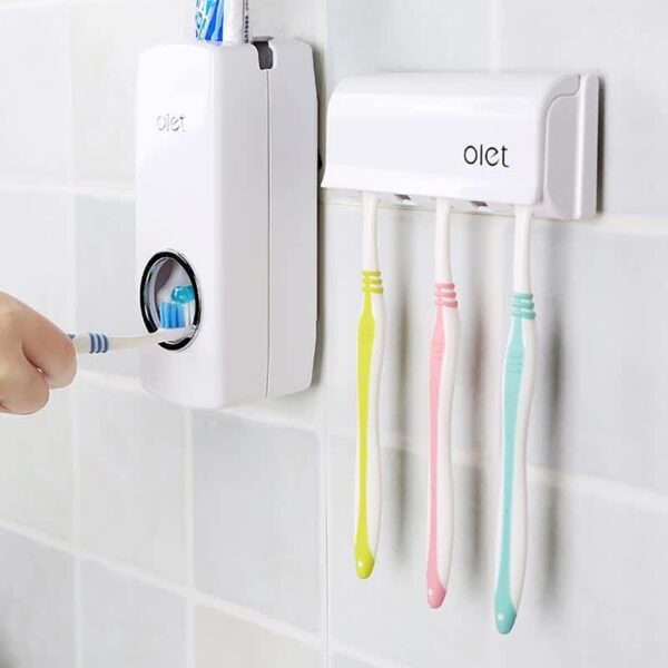 Automatic Toothpaste Dispenser Wall Mount Rack Bathroom Tools
